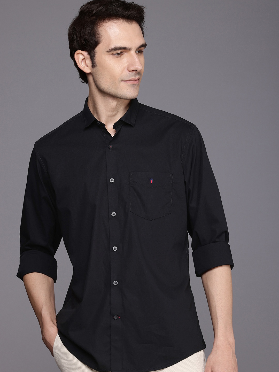 

Louis Philippe Sport Men Slim Fit Pure Cotton Casual Shirt, Black