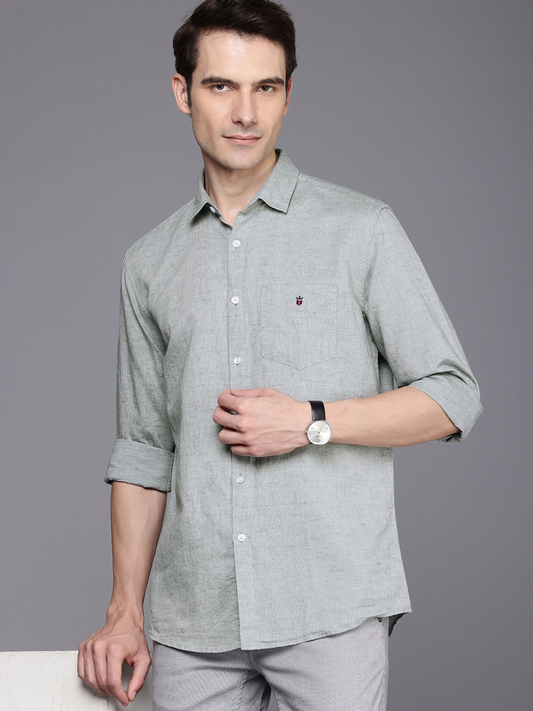 

Louis Philippe Sport Pure Cotton Slim Fit Opaque Casual Shirt, Grey