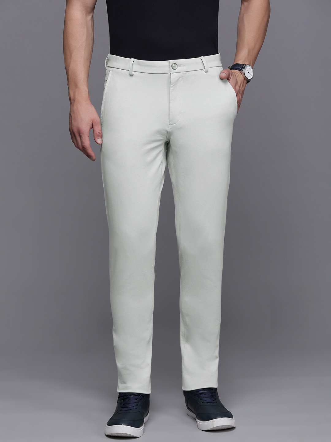 

Louis Philippe Sport Men Smart Slim Fit Low-Rise Trousers, Grey
