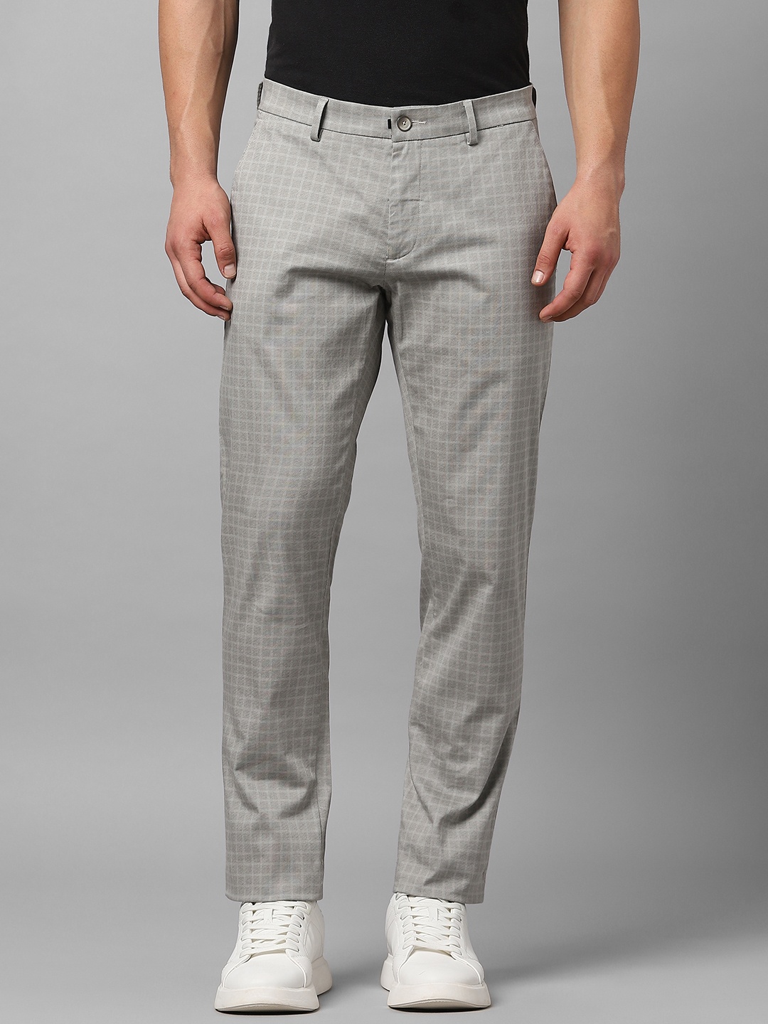 

Louis Philippe Sport Men Checked Slim Fit Trousers, Grey