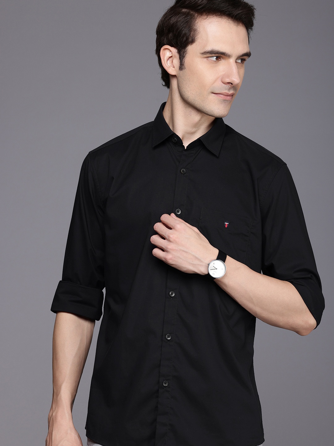 

Louis Philippe Sport Pure Cotton Slim Fit Opaque Casual Shirt, Black
