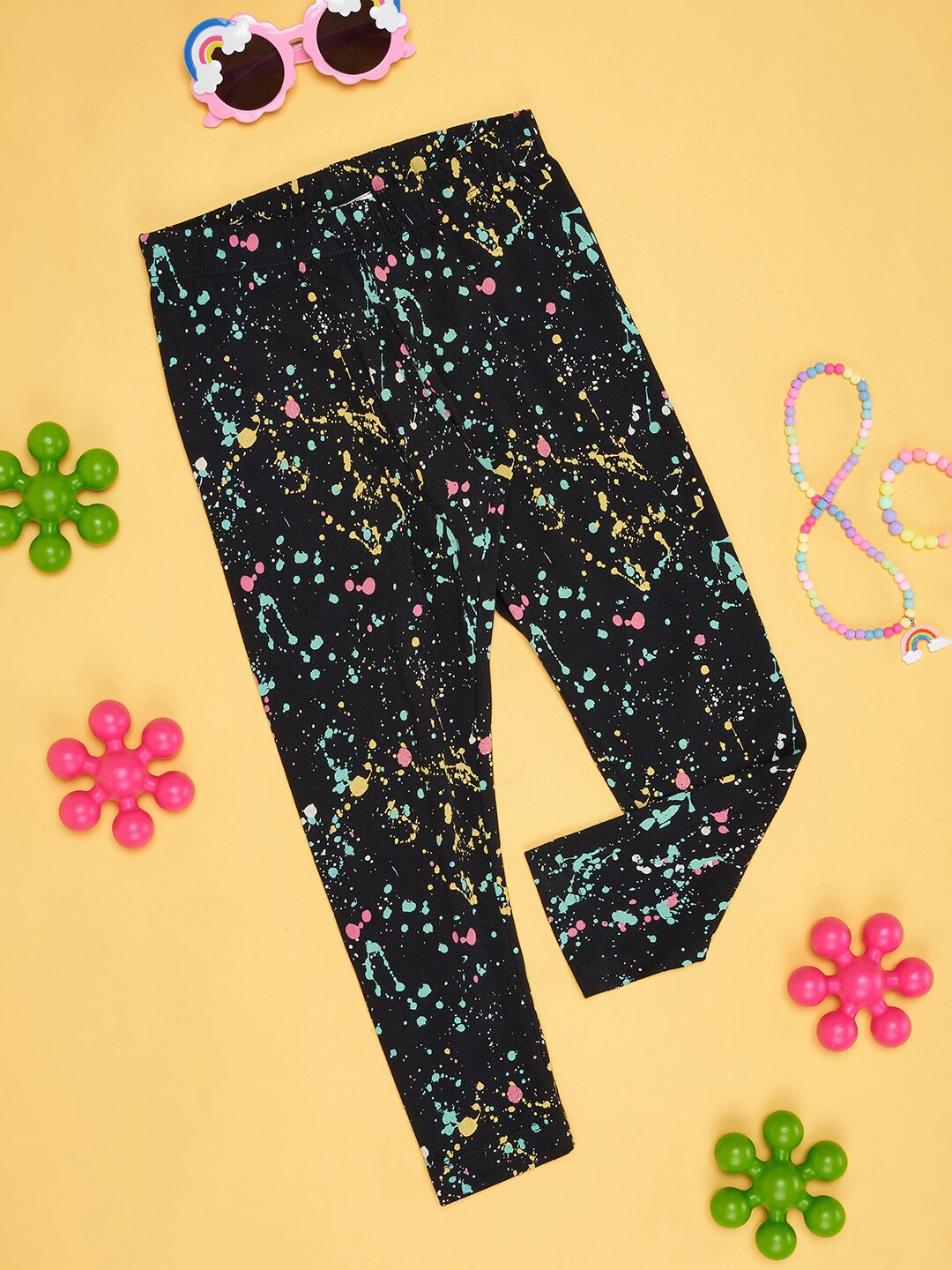 

Pantaloons Junior Girls Printed Ankle Length Leggings, Black