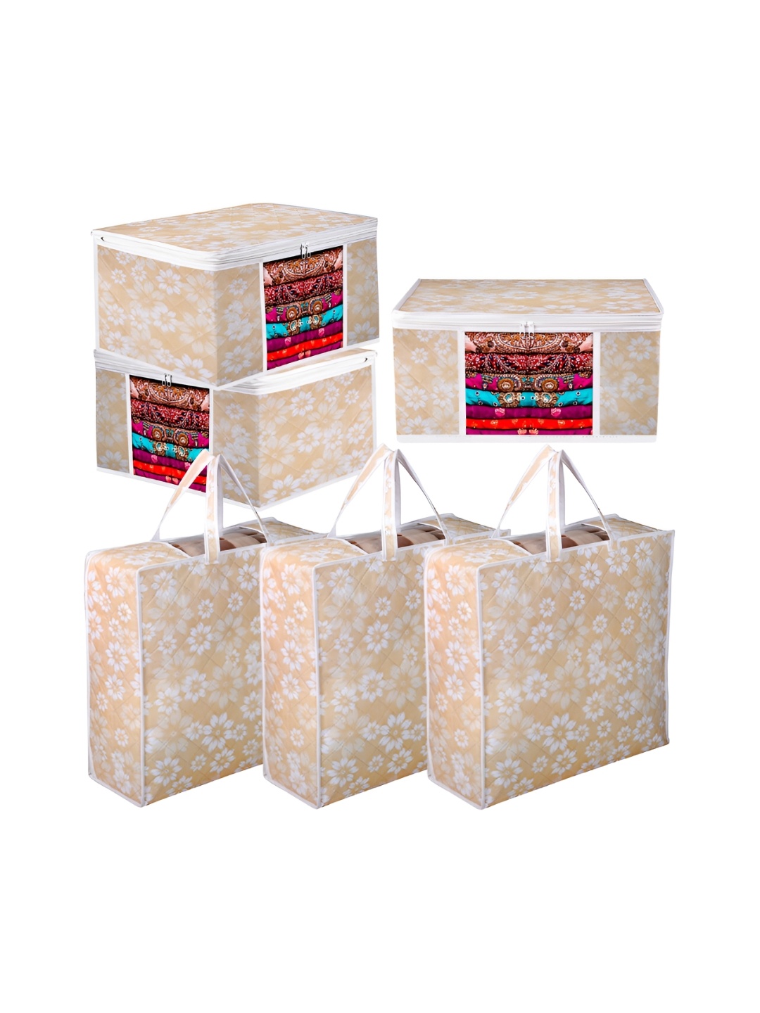 

Kuber Industries Gold-Toned 6 Pieces Printed Multi-Utility Organisers