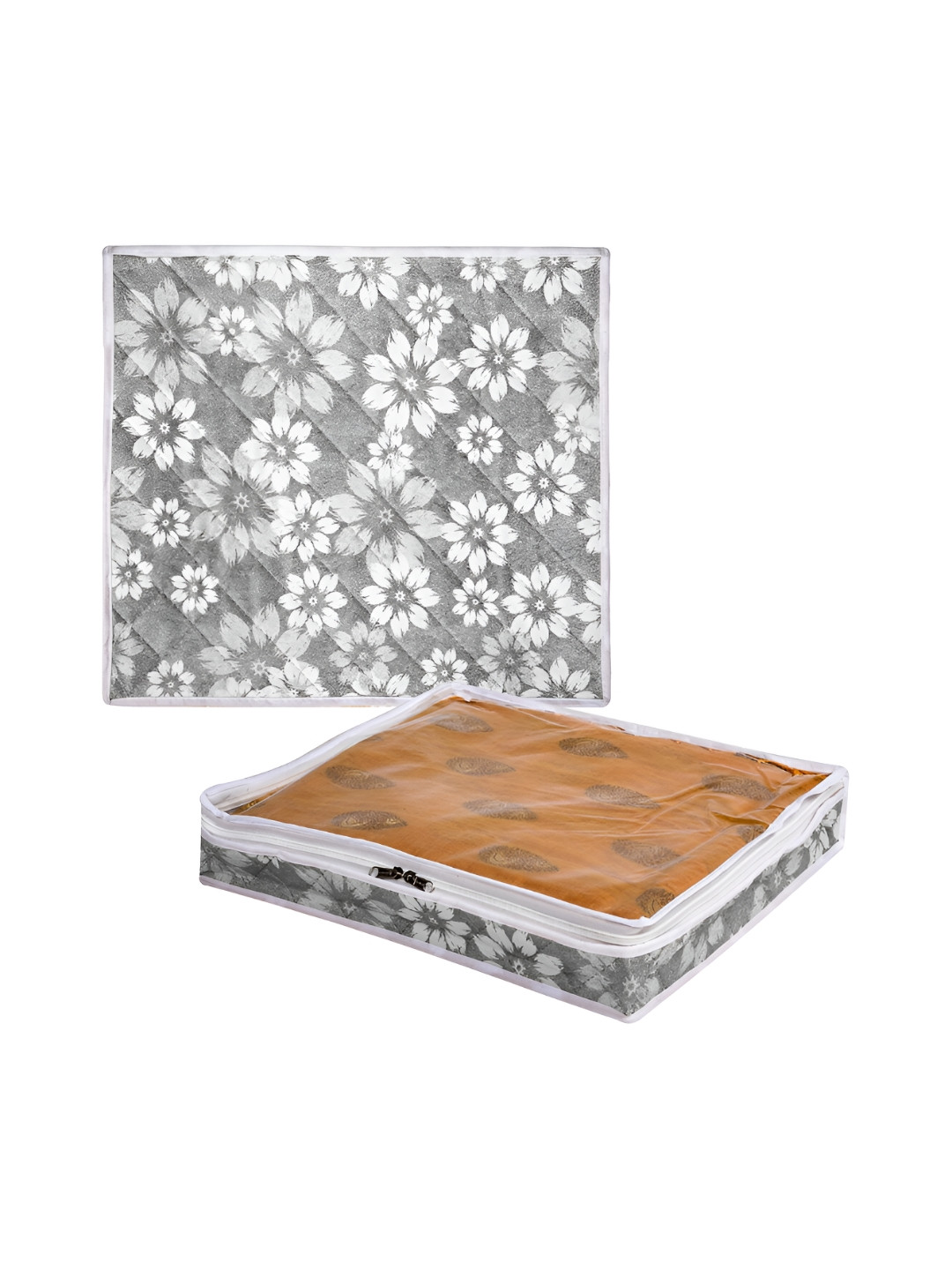 

Kuber Industries Grey & White 2 Pieces Regular Multi-Utility Storage Bag Organisers