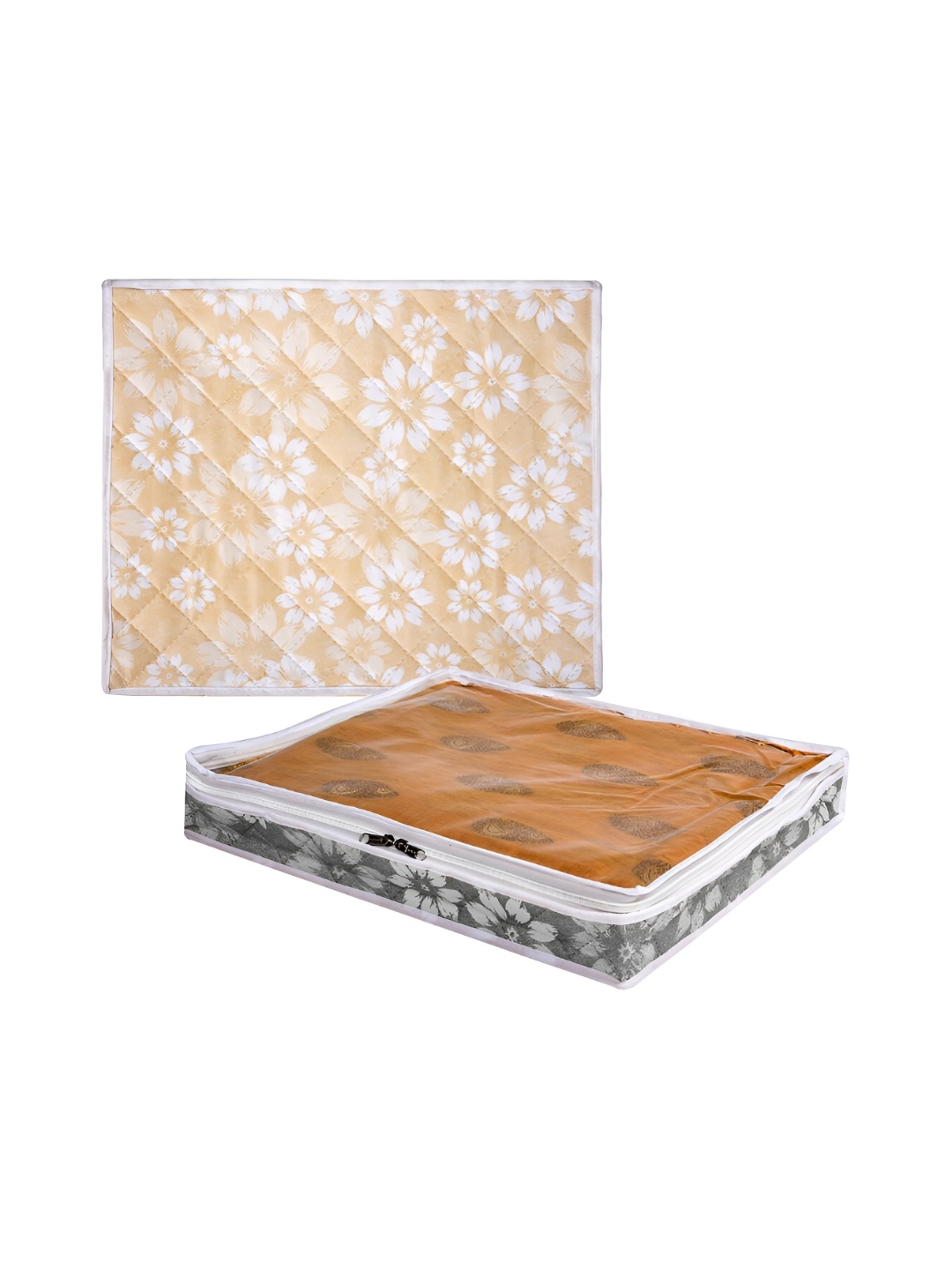 

Kuber Industries Yellow & White 2 Pieces Printed Multi-Utility Organisers