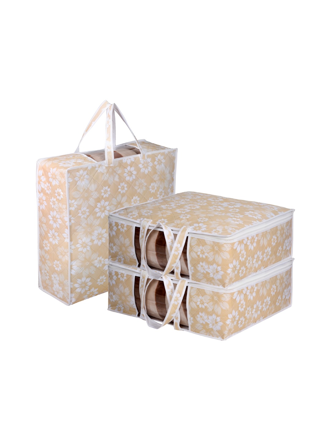 

Kuber Industries Gold-Toned 3 Pieces Printed Multi-Utility Organisers