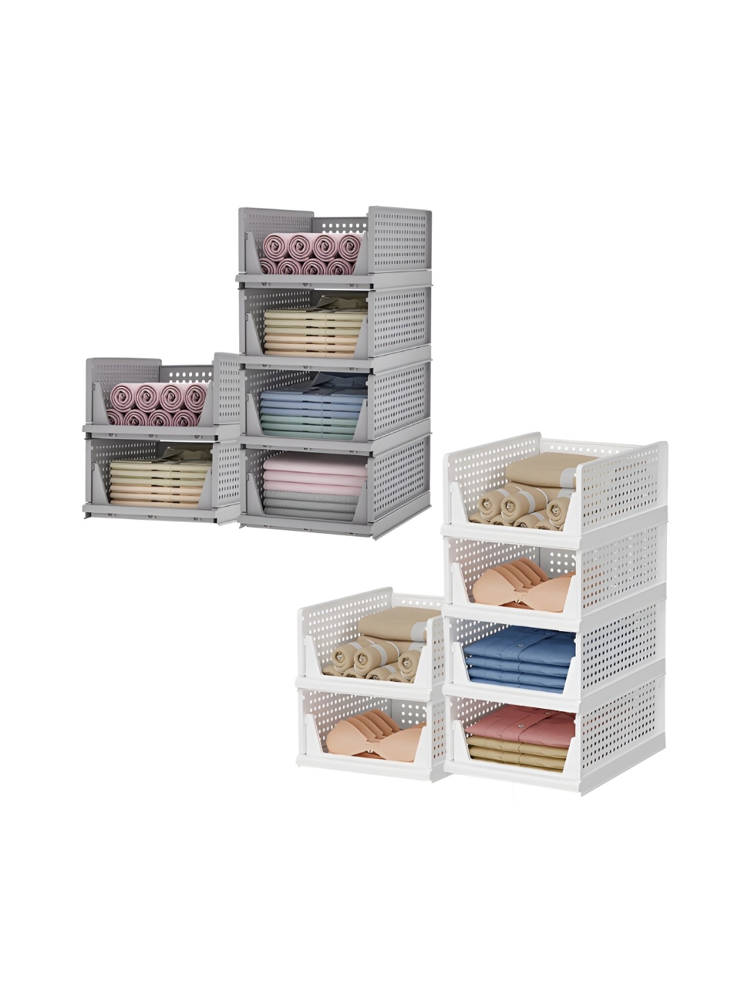

Kuber Industries Grey & White 12 Pieces Textured Multi-Utility Organisers
