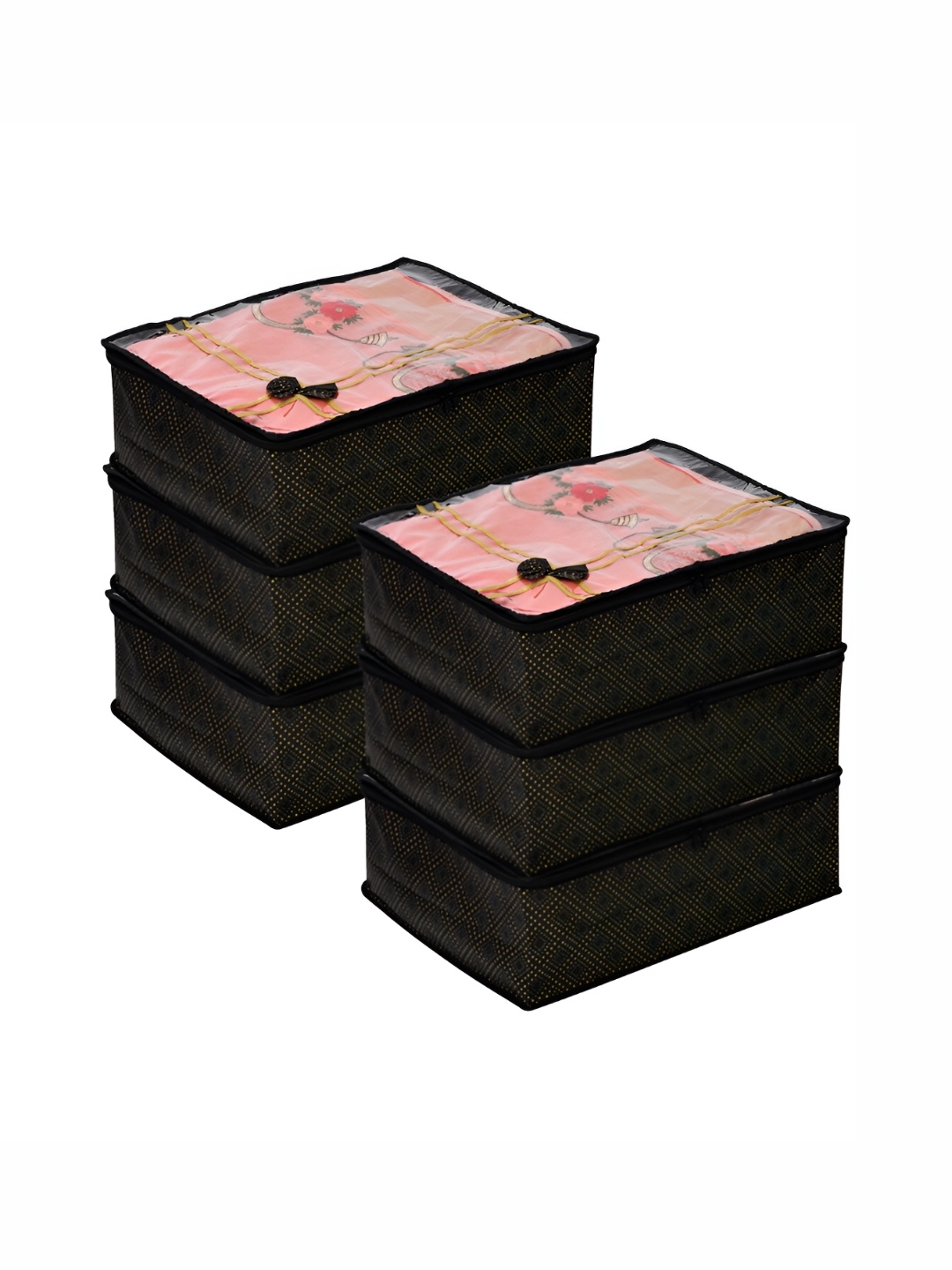 

Kuber Industries Black & Beige 6 Pieces Printed Multi-Utility Organisers