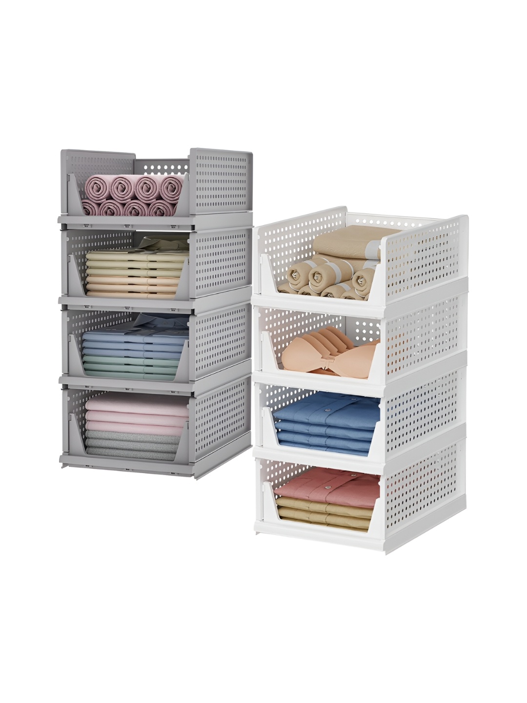 

Kuber Industries Grey & White 8 Pieces Textured Multi-Utility Organisers
