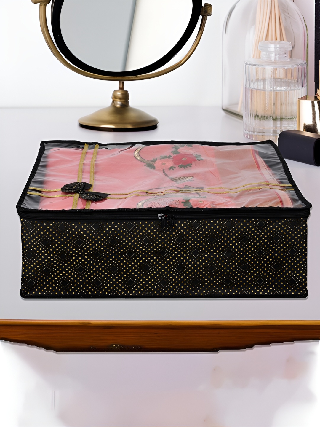 

Kuber Industries Set of 12 Black Regular Multi-Utility Storage Bag Organisers