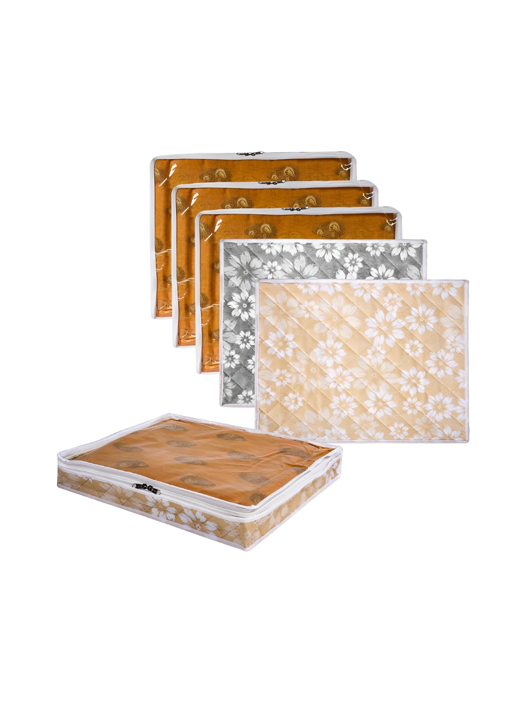 

Kuber Industries Gold-Toned & Grey 6 Pieces Printed Multi-Utility Organisers