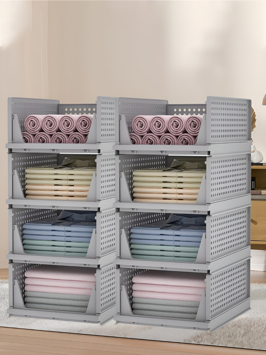 

Kuber Industries Set of 8 Grey Regular Multi-Utility Organisers