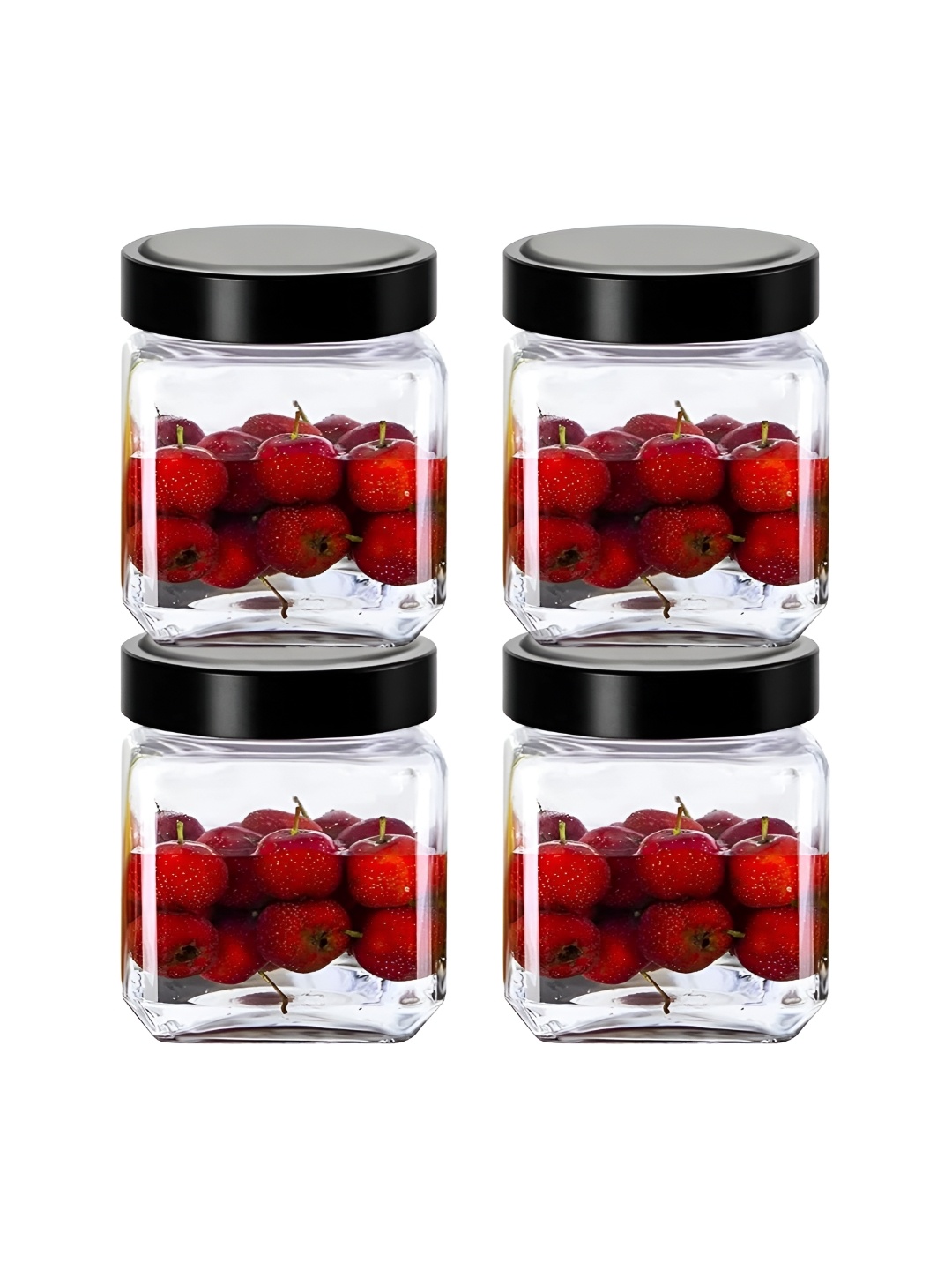 

tyche enterprises Transparent 4 Pcs Glass Dishwasher and Microwave Safe Food Container