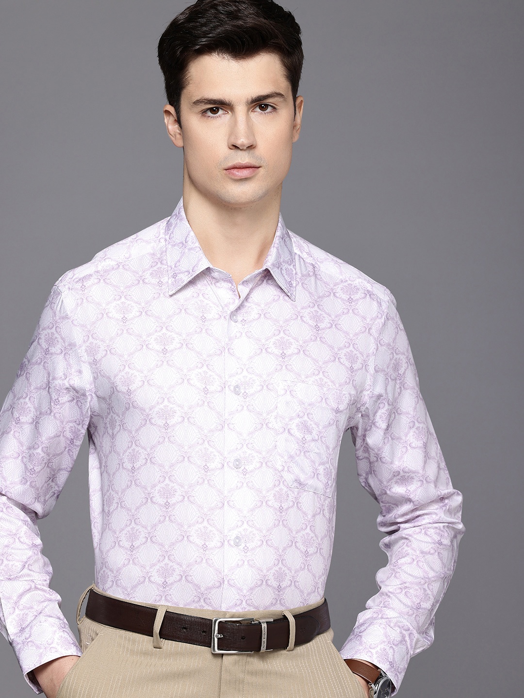 

Louis Philippe Pure Cotton Classic Opaque Printed Formal Shirt, White