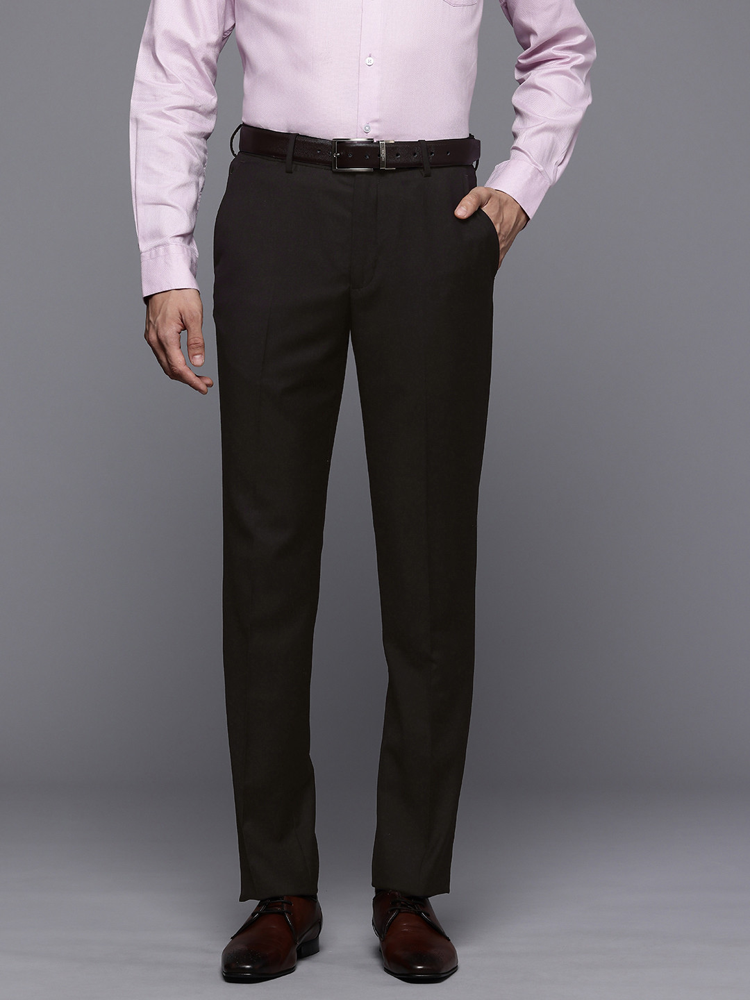 

Louis Philippe Men Slim Fit Formal Trousers, Brown