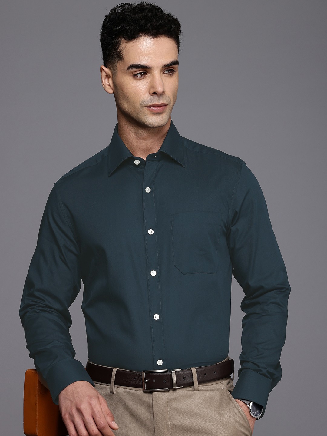 

Louis Philippe Pure Cotton Classic Opaque Formal Shirt, Navy blue