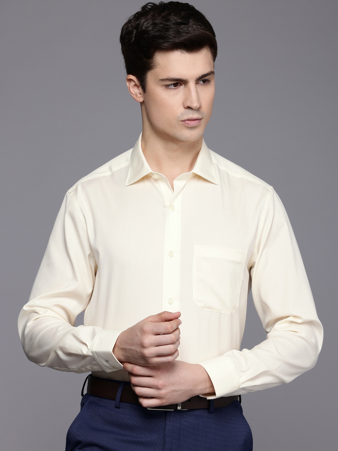 

Louis Philippe Pure Cotton Classic Fit Formal Shirt, Cream