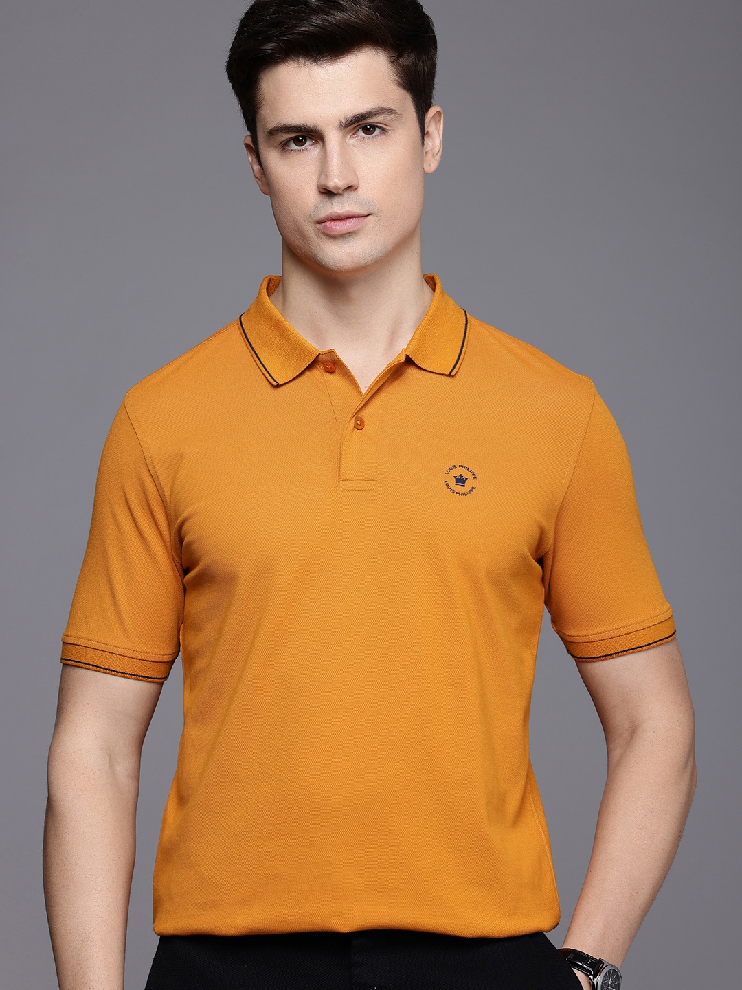 

Louis Philippe Solid Polo Collar T-shirt, Rust