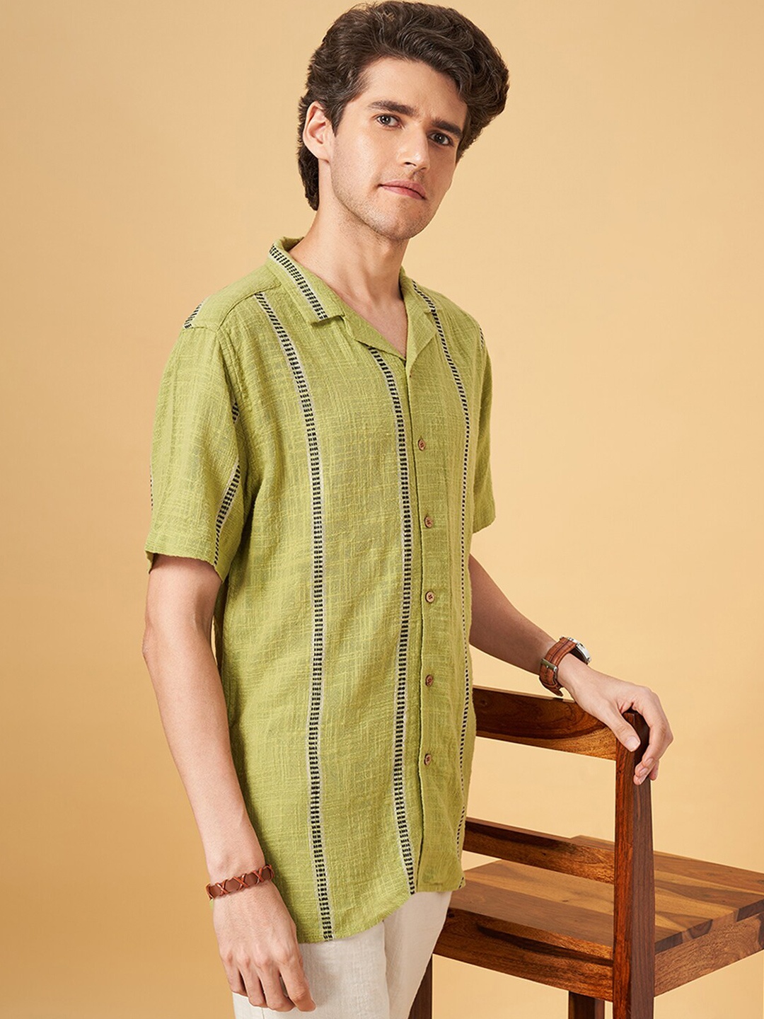 

7 Alt by Pantaloons Opaque Cotton Casual Shirt, Green