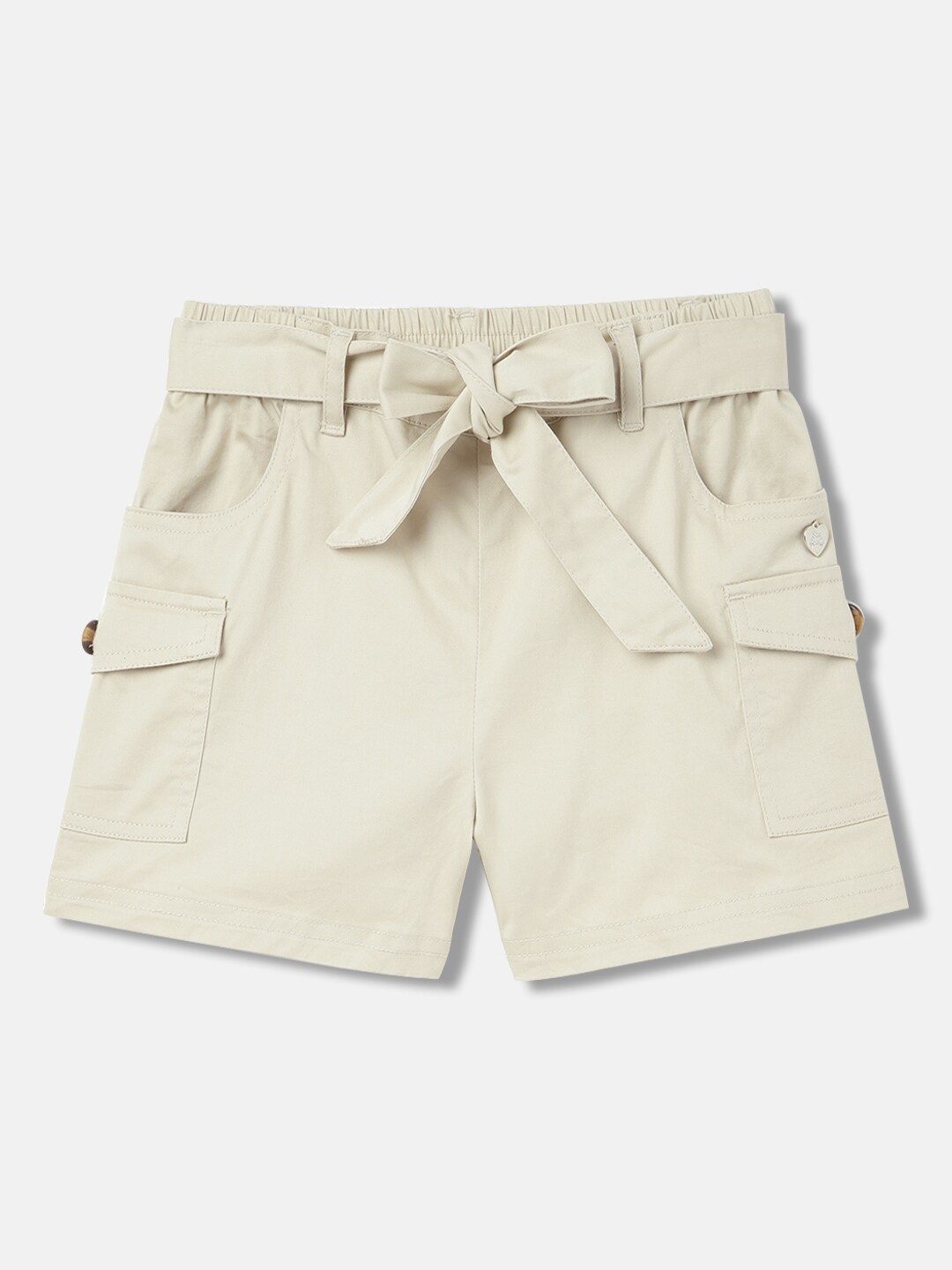 

Blue Giraffe Girls Pure Cotton Cargo Shorts, Beige