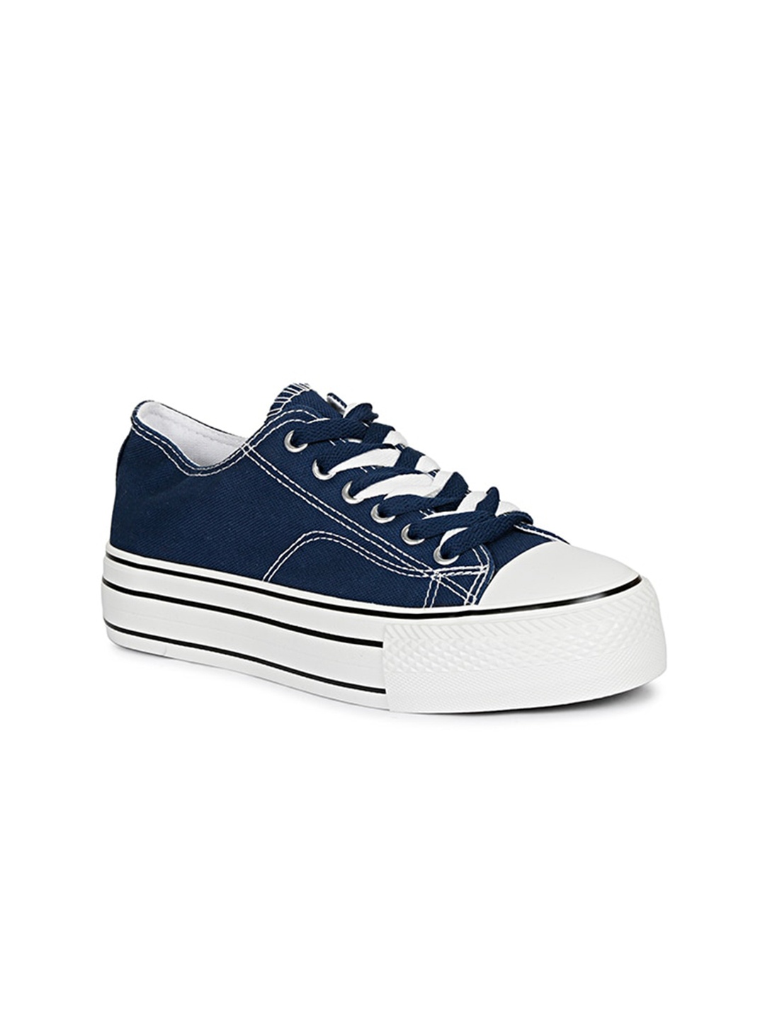 

The Roadster Lifestyle Co. Women Navy Blue Colourblocked Lace-Up Canvas Sneakers