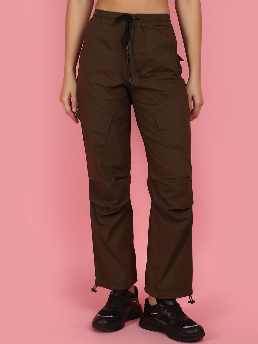 

V-Mart Women High-Rise Regular Fit Cargo Jogger Trouser, Brown