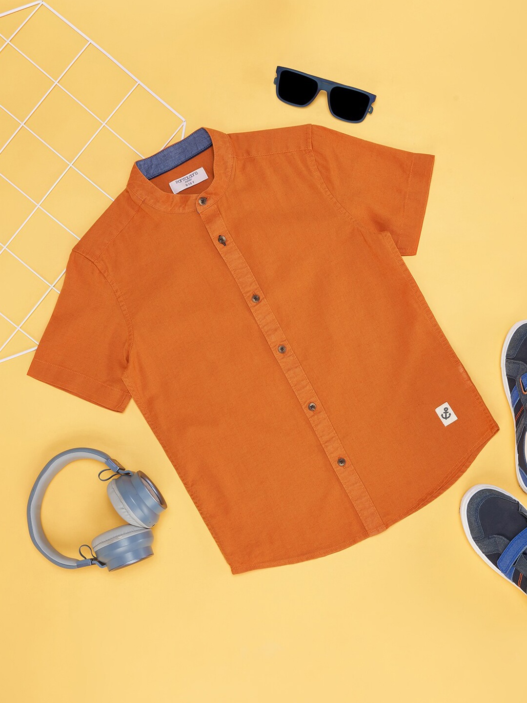 

Pantaloons Junior Boys Mandarin Collar Casual Shirt, Orange