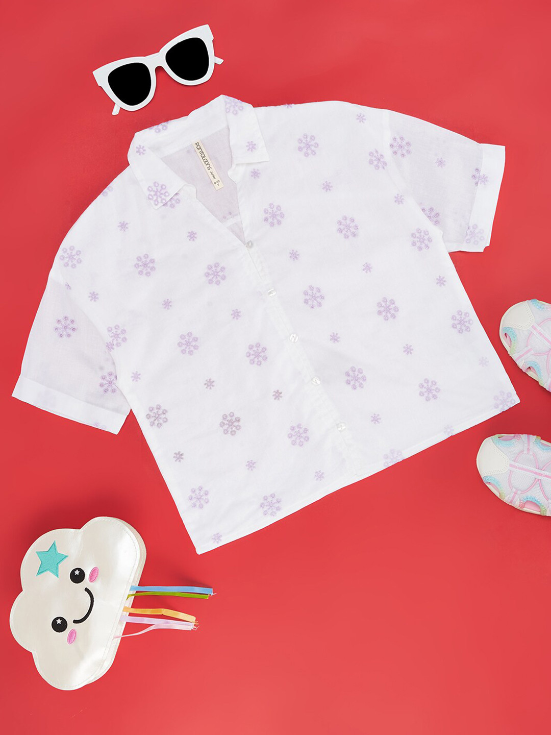 

Pantaloons Junior Girls Floral Printed Pure Cotton Casual Shirt, White