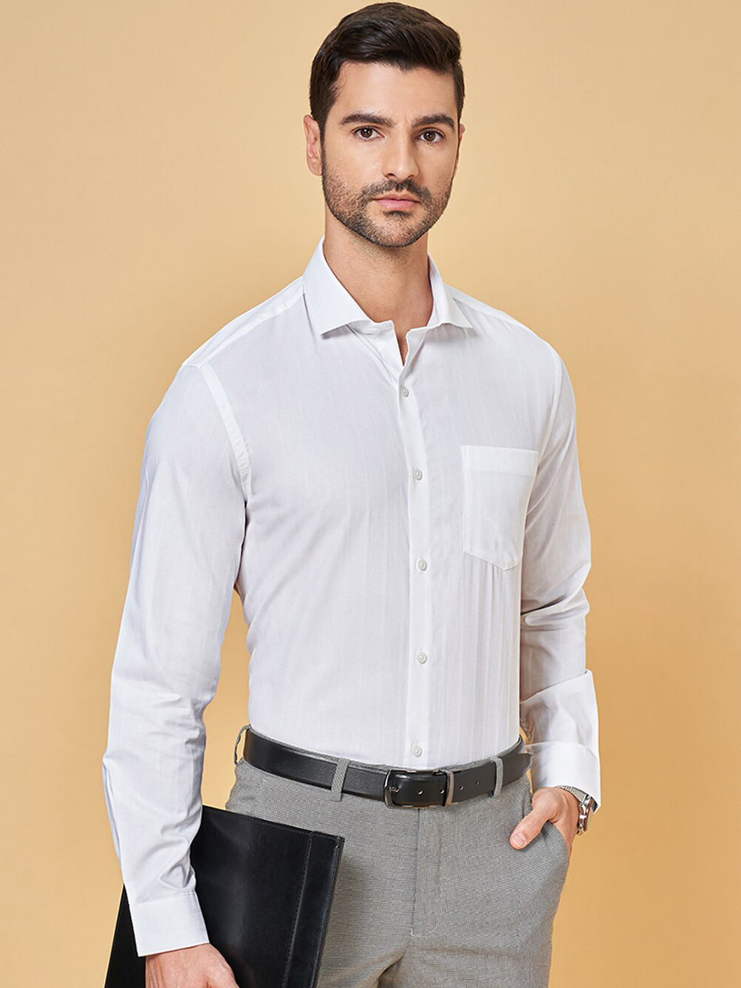 

Peregrine by Pantaloons Slim Fit Pure Cotton Formal Shirt, White