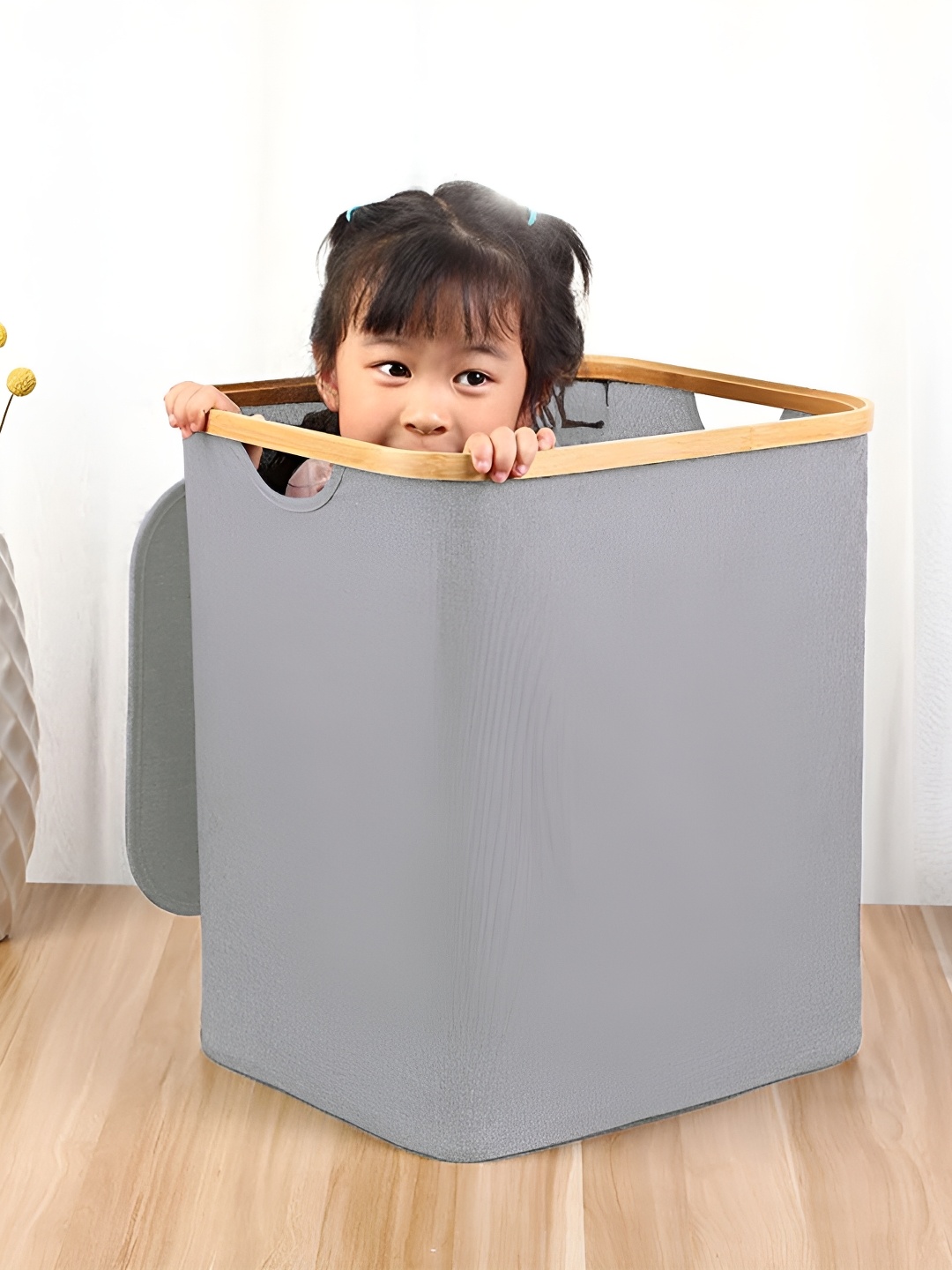 

LUXEHOME INTERNATIONAL Grey Foldable Laundry Basket