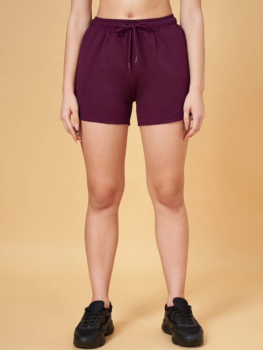 

Ajile by Pantaloons Women Mid-Rise Pure Cotton Shorts, Purple