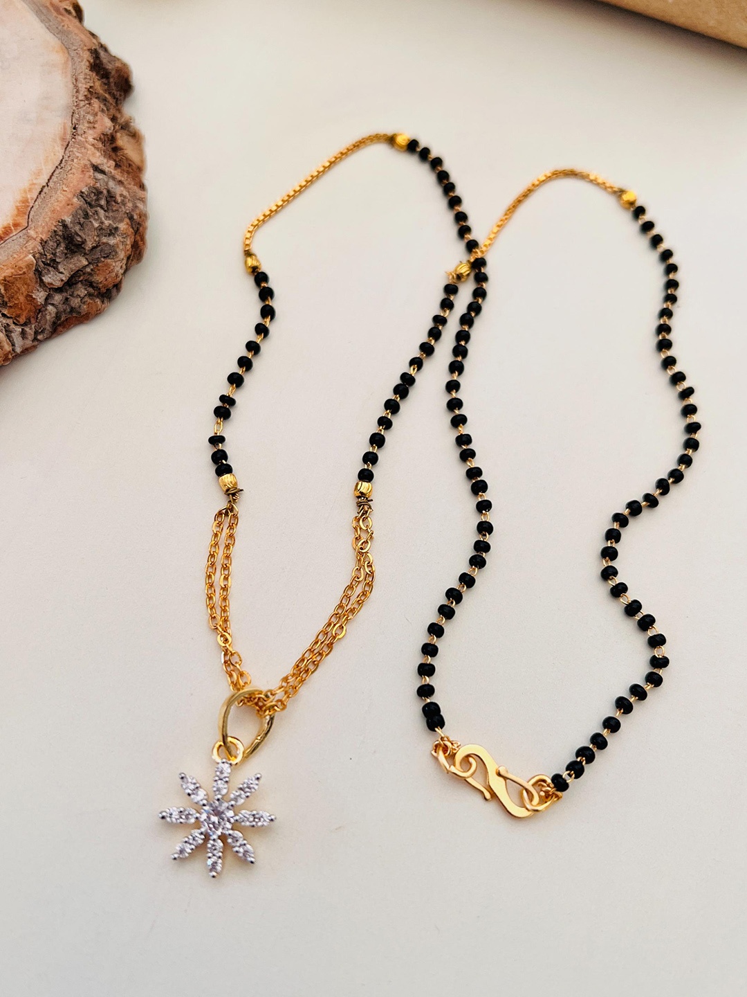 

Anouk Gold-Plated AD-Studded & Beaded Mangalsutra