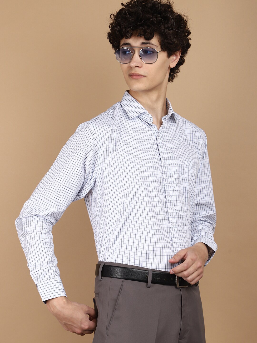 

V-Mart Checked Long Sleeves Formal Shirt, White
