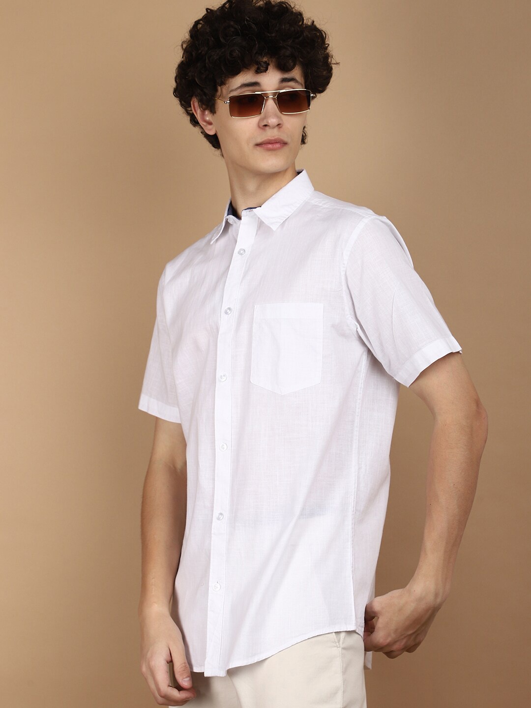 

V-Mart Short Sleeves Cotton Casual Shirt, White