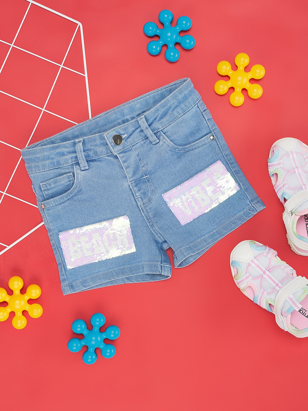 

Pantaloons Junior Girls Embellished Denim Shorts, Blue
