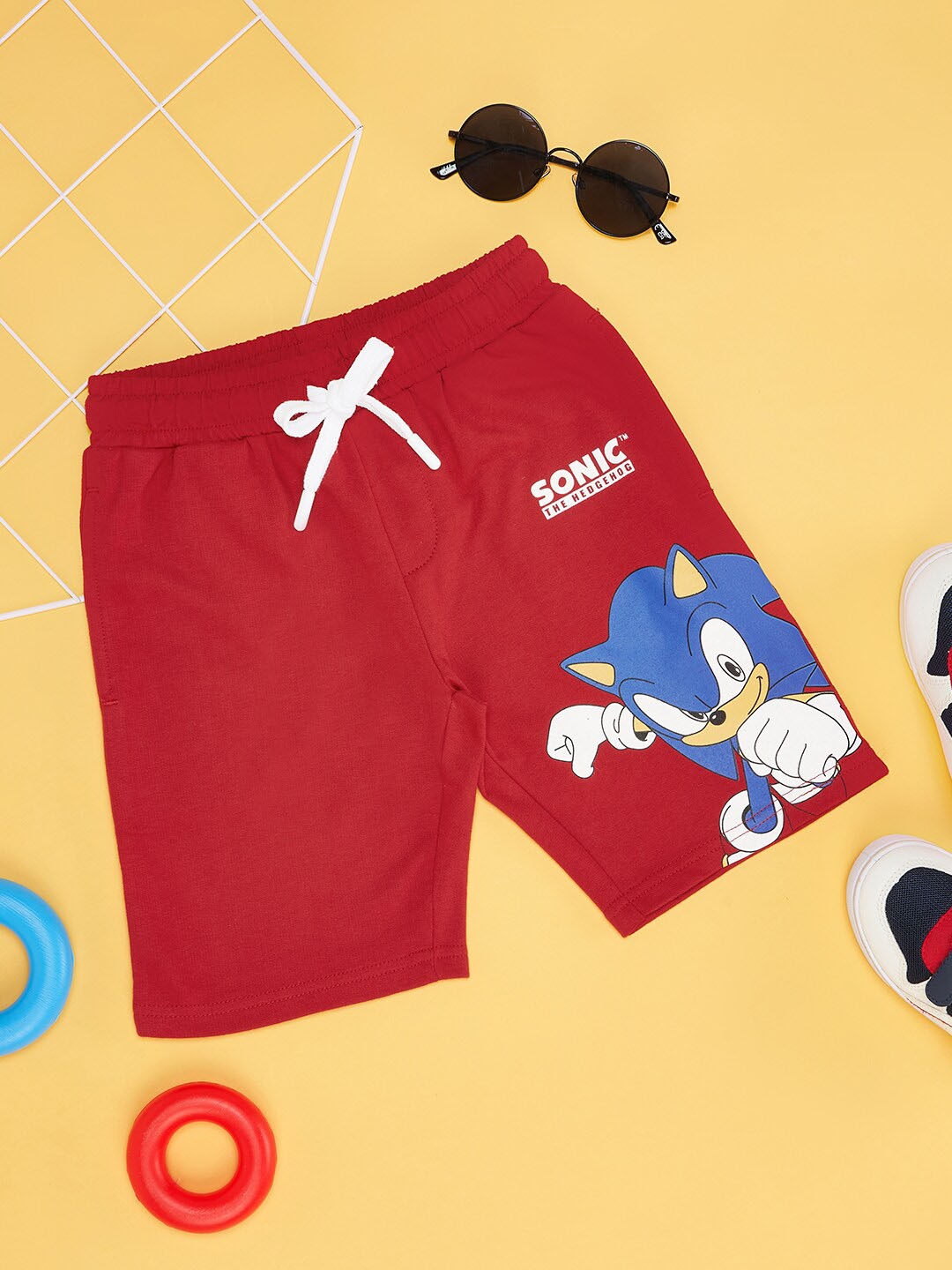 

Pantaloons Junior Girls Sonic Printed Pure Cotton Shorts, Red