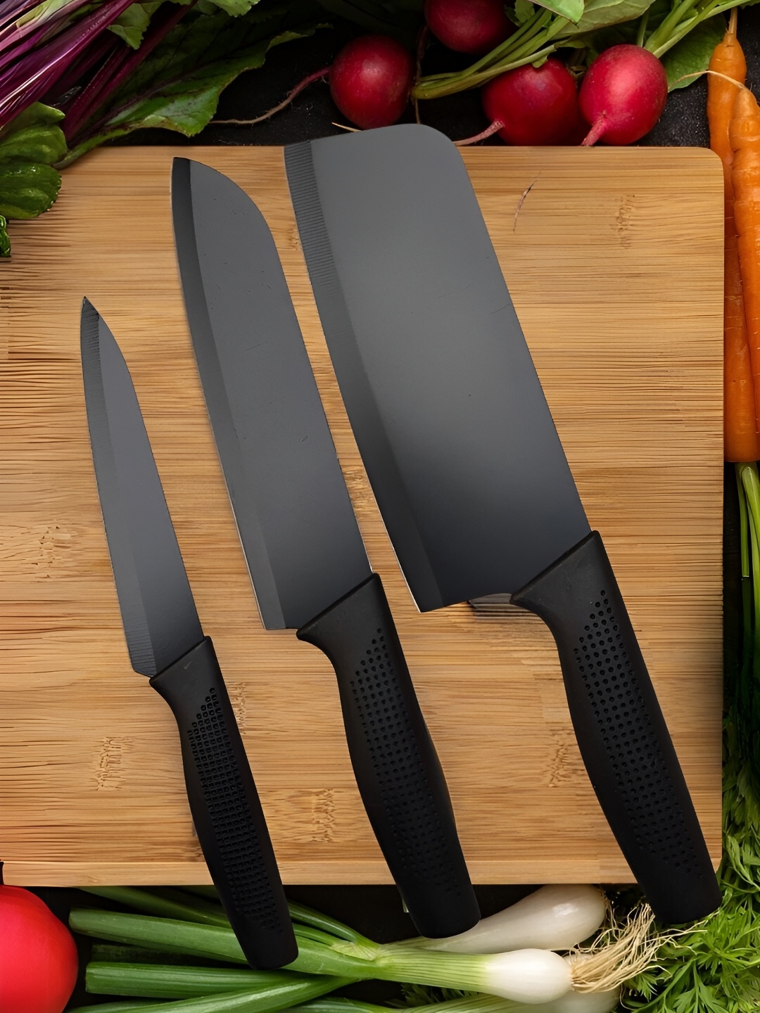 

UniKart Black 3-Pcs Stainless Steel Rust-Resistant Knives