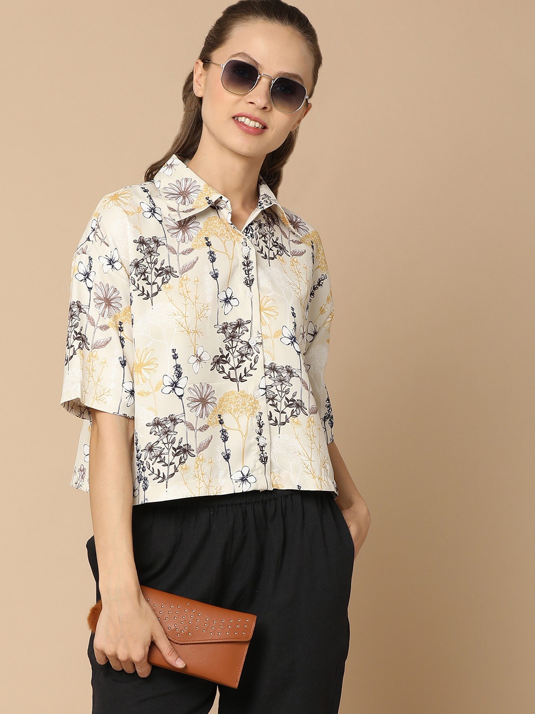 

UNLIMITED Floral Printed Casual Shirt, White