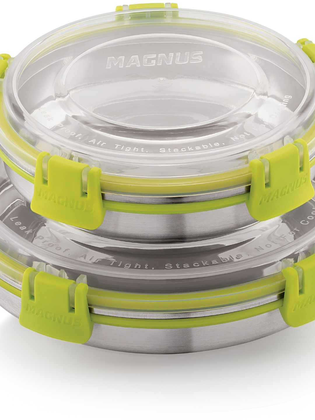 

MAGNUS Transparent & Green 2 Pcs Steel Grocery Container 650 ml 400 ml