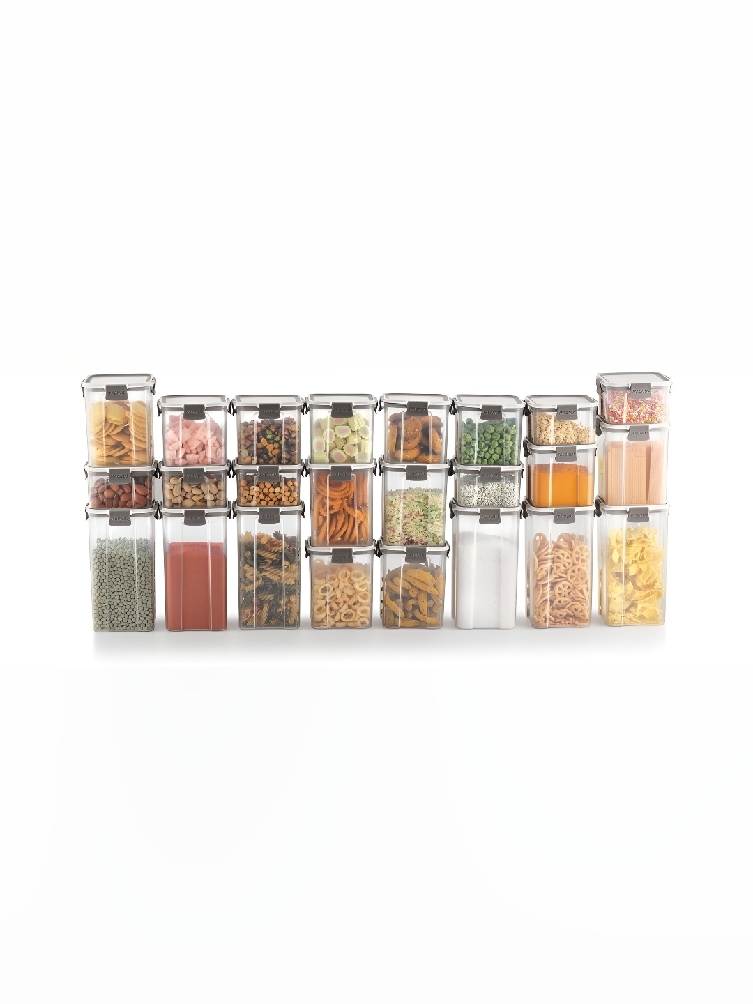 

MAGNUS Transparent & Grey 4 Pcs Grocery Containers 460 ml 700 ml 950 ml 1480 ml