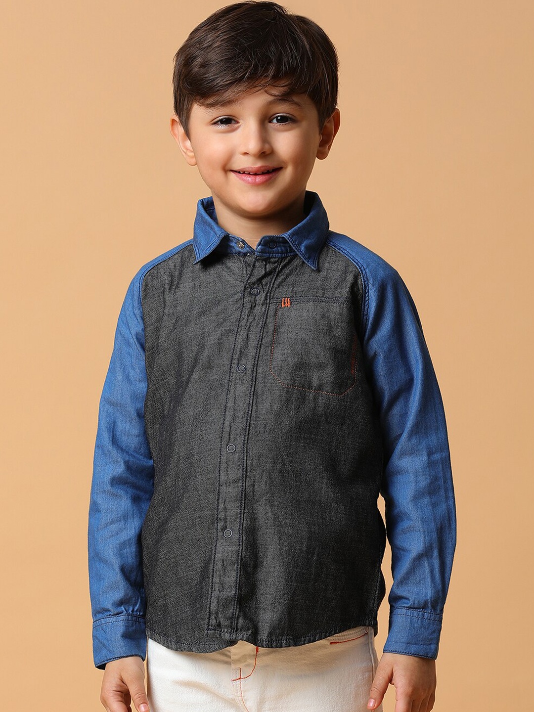 

TALES & STORIES Boys Colourblocked Casual Shirt, Black