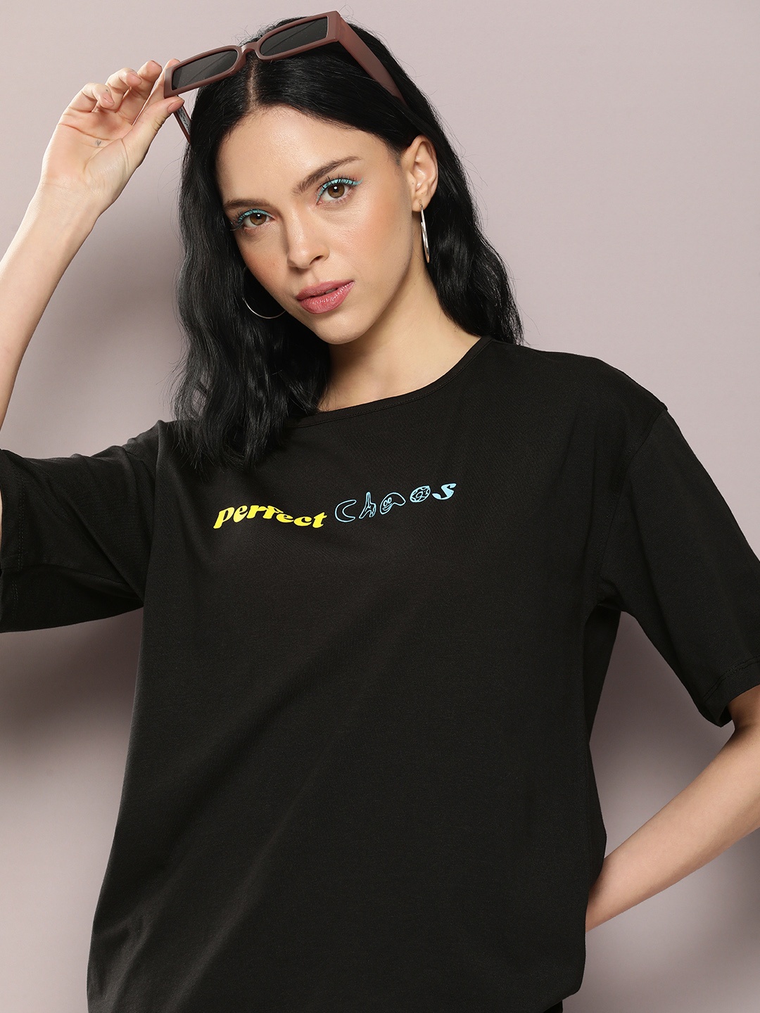 

Kook N Keech Typography Printed Relaxed Fit Drop-Shoulder Sleeves Pure Cotton T-shirt, Black