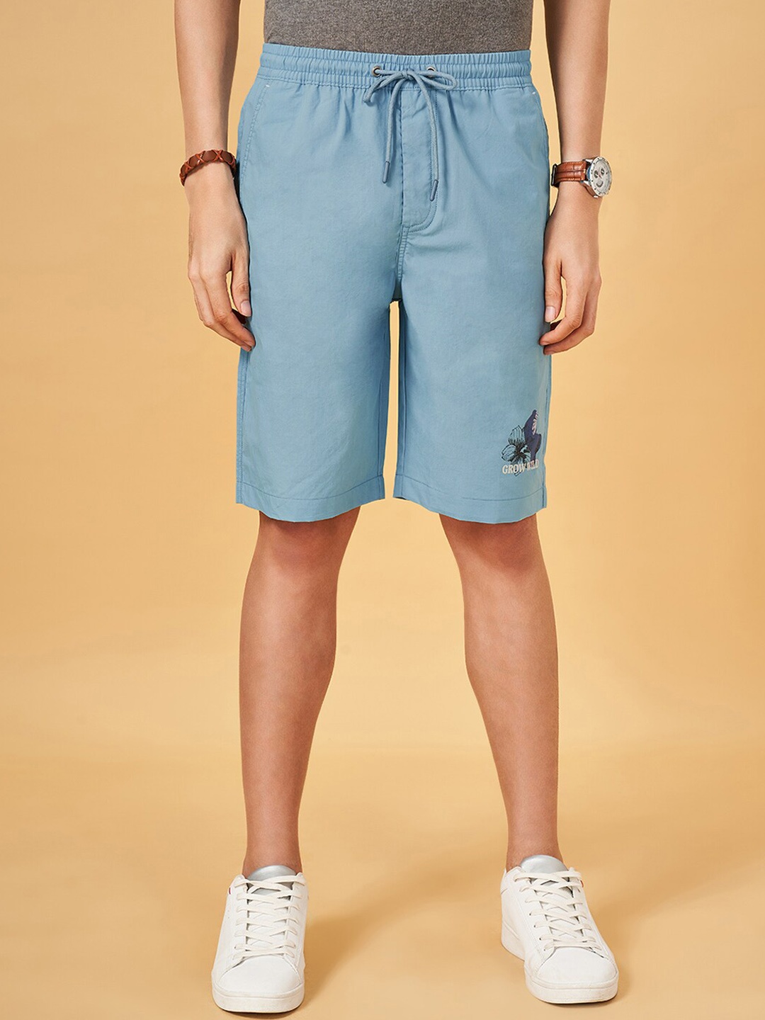 

Urban Ranger by pantaloons Men Slim Fit Pure Cotton Shorts, Blue