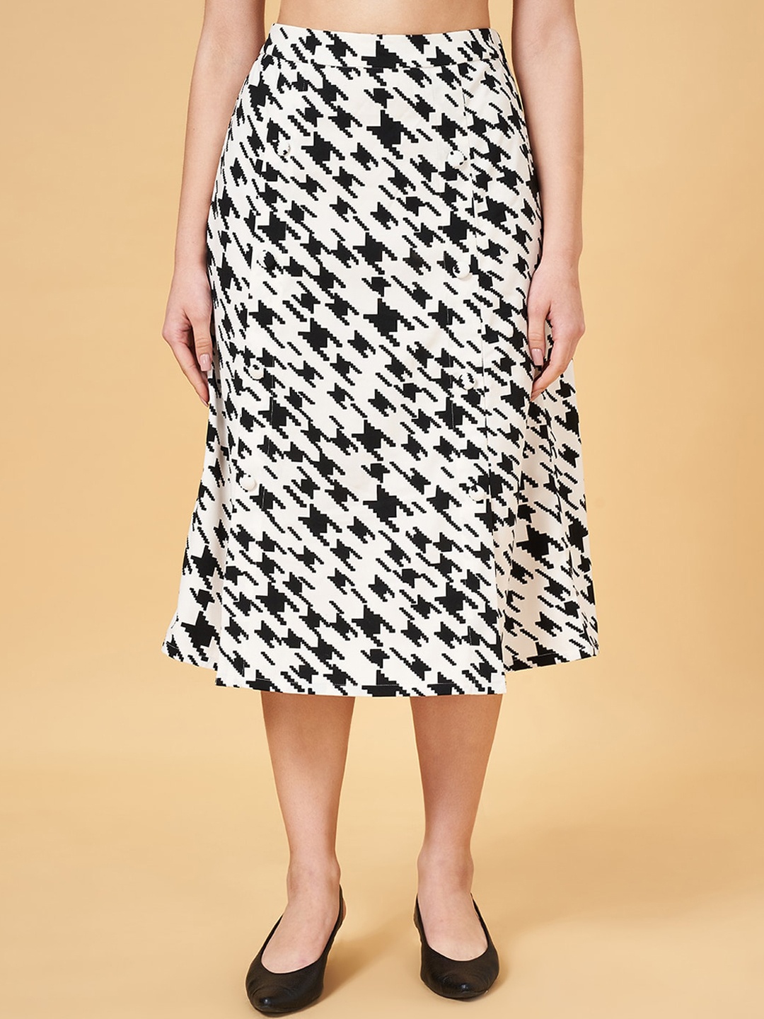 

Annabelle by Pantaloons Abstract Printed A-Line Midi Skirt, White