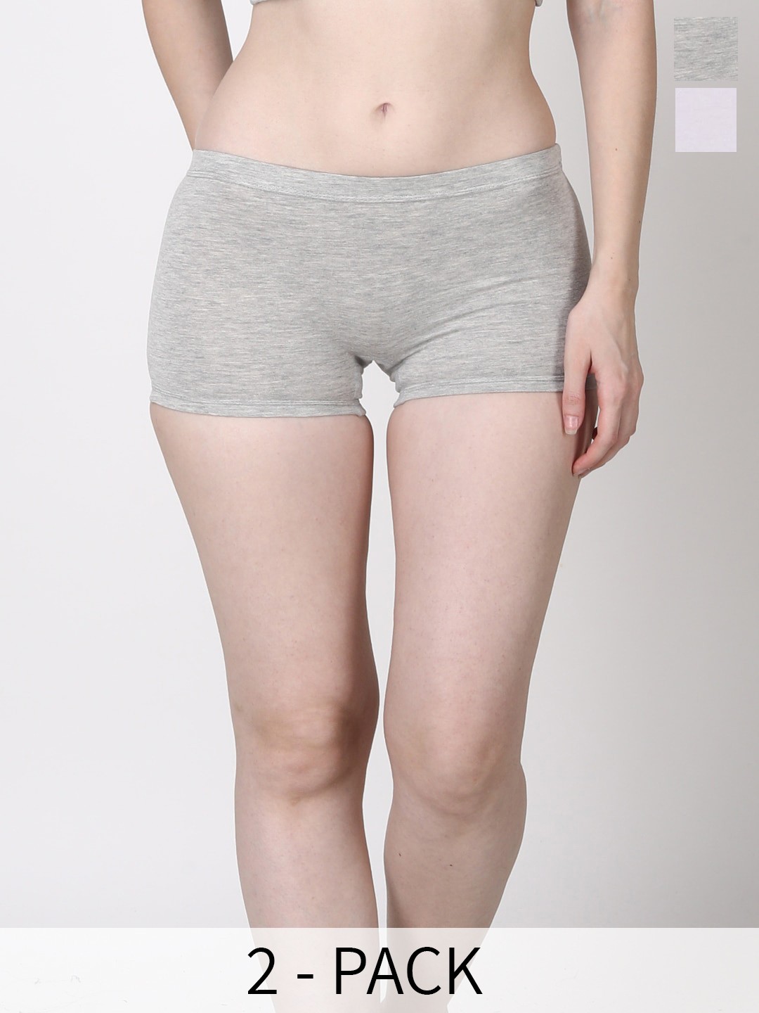 

GOCHIKKO Pack Of 2 Cotton Boy Short Briefs, Grey