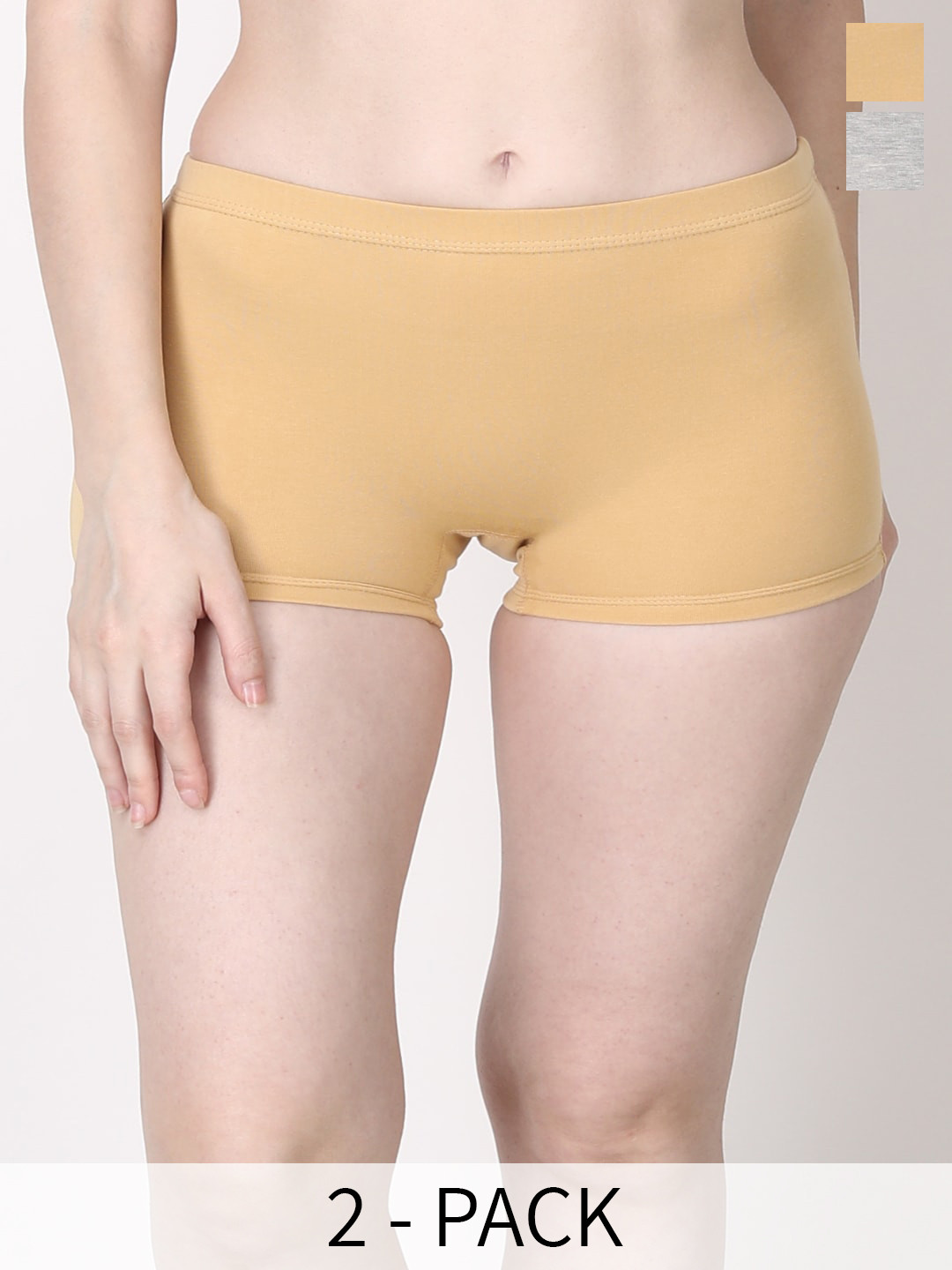 

GOCHIKKO Pack Of 2 Cotton Boy Short Briefs, Grey