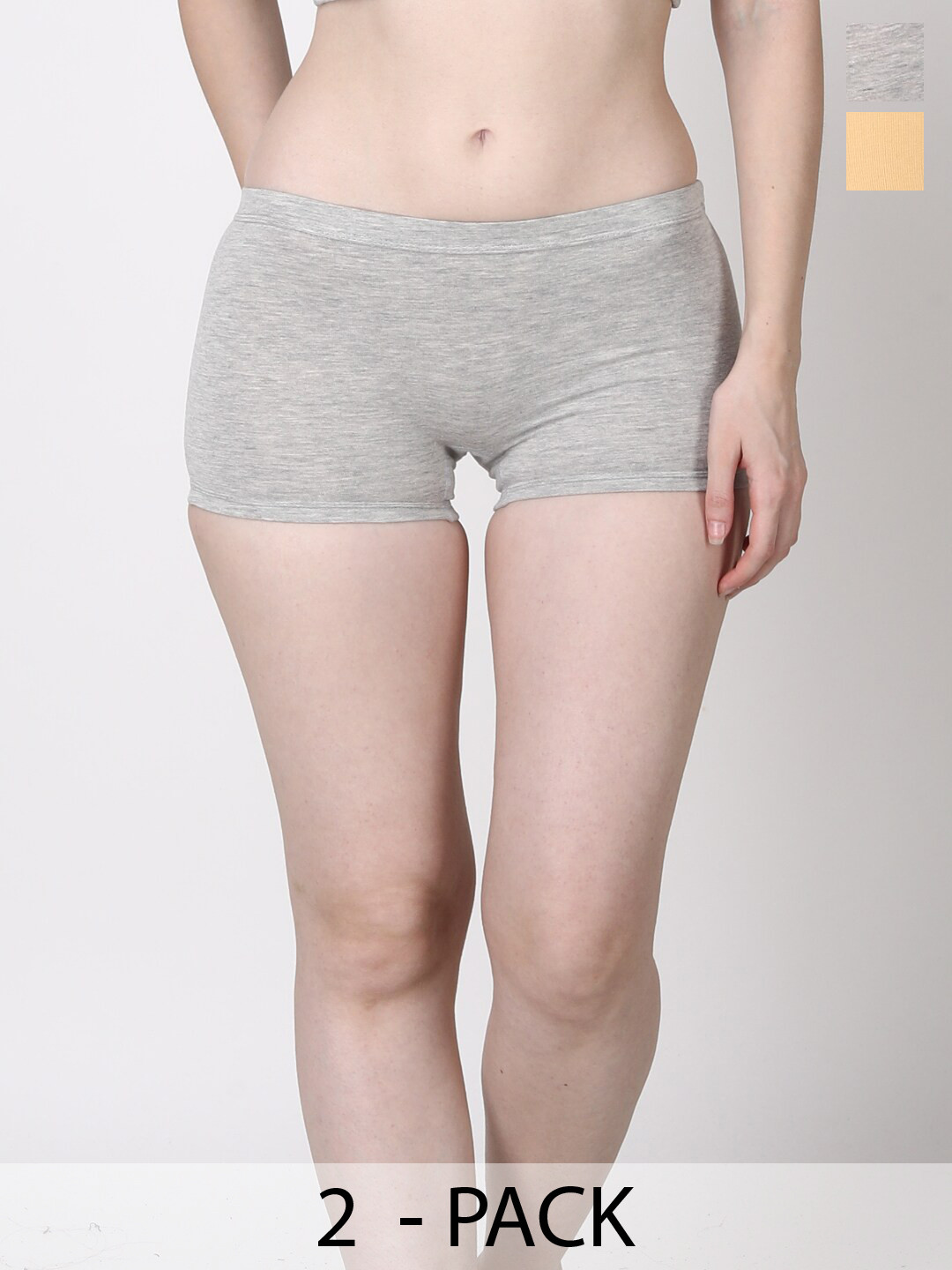 

GOCHIKKO Pack Of 2 Cotton Boy Short Briefs, Beige
