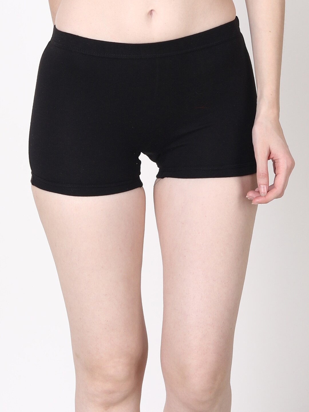 

GOCHIKKO Mid-Rise Cotton Boy Shorts, Black