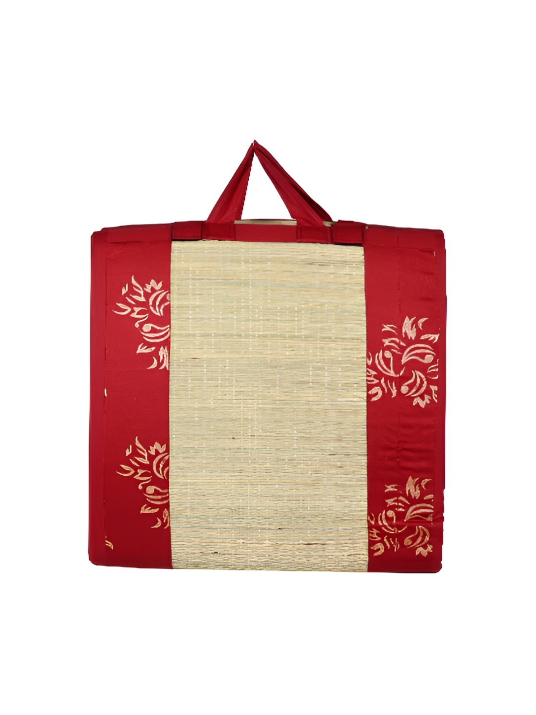 

KALA DARSHAN CRAFTS BAZAR Maroon and Beige Floral Handmade Cotton Carpet