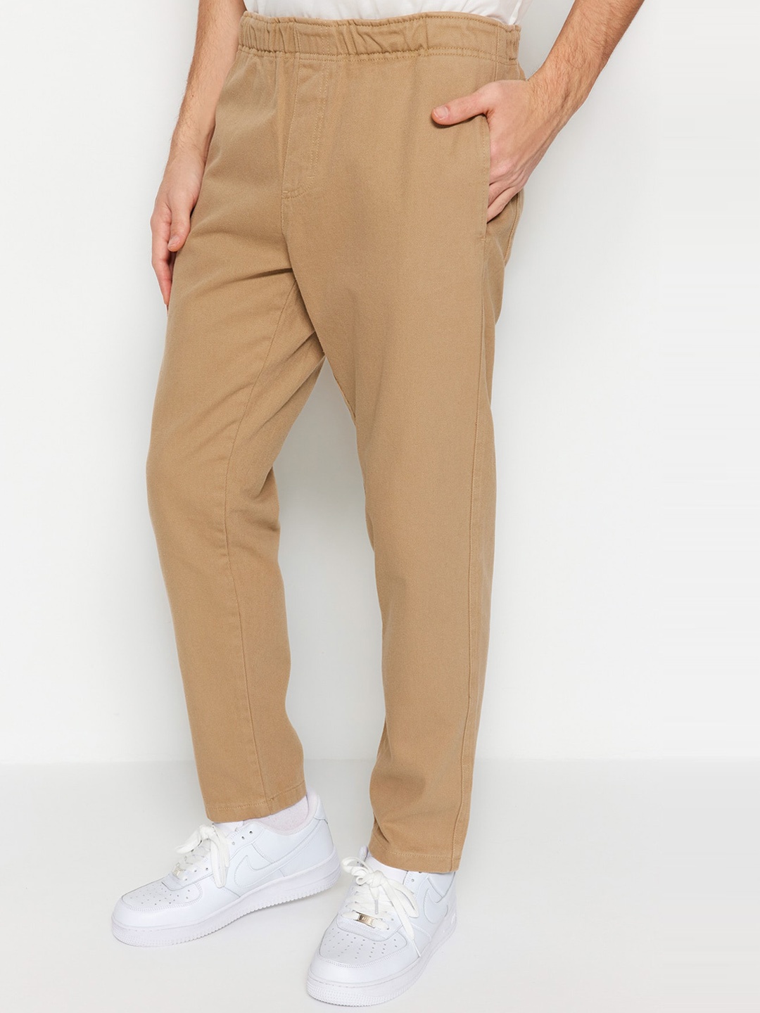 

Trendyol Men Mid Rise Regular Fit Cotton Regular Trouser, Beige